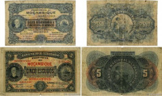 Country : MOZAMBIQUE 
Face Value : 2,5 et 5 Escudos Lot 
Date : 1921-1941 
Period/Province/Bank : Banco Nacional Ultramarino 
Catalogue reference : P....