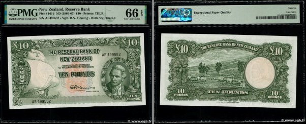 Country : NEW ZEALAND 
Face Value : 10 Pounds 
Date : (1960-1967) 
Period/Provin...