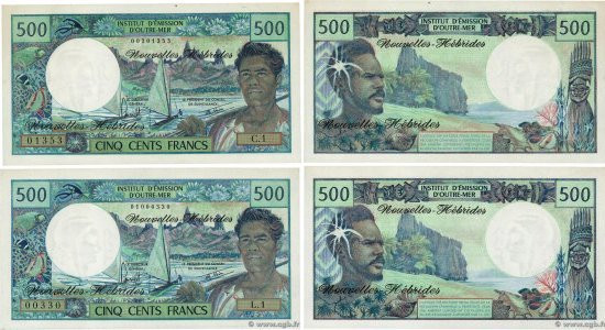 Country : NEW HEBRIDES 
Face Value : 500 Francs Lot 
Date : (1979) 
Period/Provi...