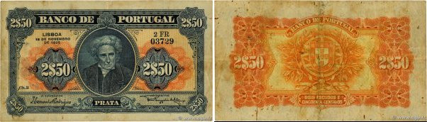 Country : PORTUGAL 
Face Value : 2 Escudos 50 Centavos 
Date : 18 novembre 1925 ...