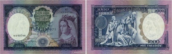 Country : PORTUGAL 
Face Value : 1000 Escudos 
Date : 30 mai 1961 
Period/Provin...