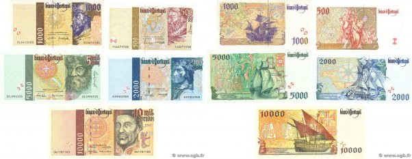 Country : PORTUGAL 
Face Value : 500 au 10000 Escudos Lot 
Date : 1996-2000 
Per...