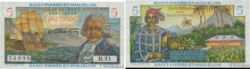 Country : SAINT PIERRE AND MIQUELON 
Face Value : 5 Francs Bougainville 
Date : (1946) 
Period/Province/Bank : Caisse Centrale de la France d'Outre-Me...
