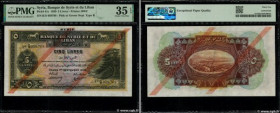 Country : SYRIA 
Face Value : 5 Livres 
Date : 01 septembre 1939 
Period/Province/Bank : Banque de Syrie et du Liban 
Catalogue reference : P.41c 
Alp...