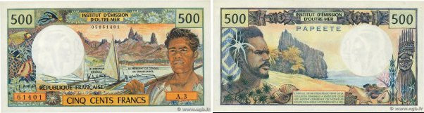 Country : TAHITI 
Face Value : 500 Francs 
Date : (1985) 
Period/Province/Bank :...