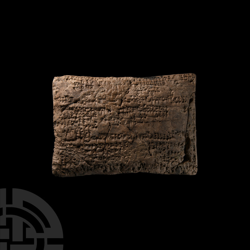 Large Old Babylonian Clay Cuneiform Tablet Containing Lexical Text
Circa 17th c...