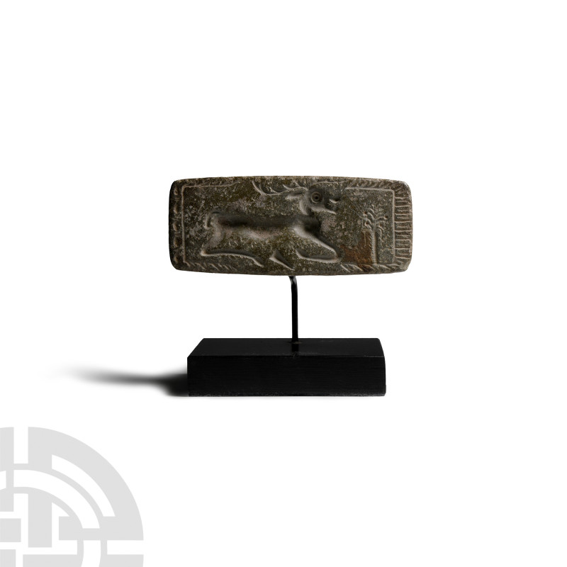 Western Asiatic Stone Animal Seal
Circa 2nd millennium B.C. Triangular in profi...