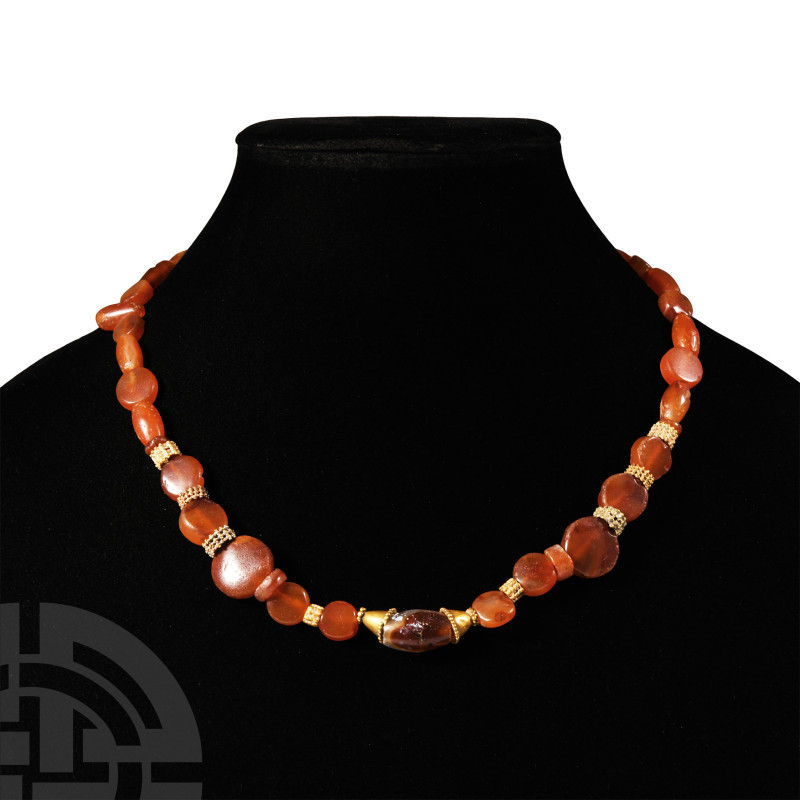 Western Asiatic Red Carnelian and Gold Bead Necklace
Circa 2nd-3rd century A.D....