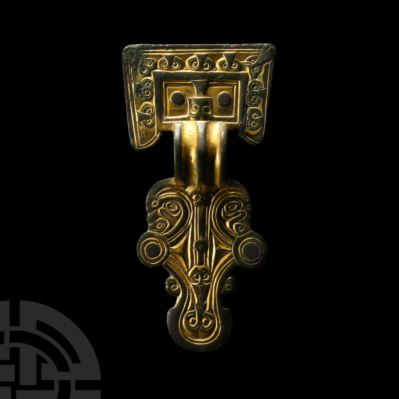 Superb Anglo-Saxon Gilt Bronze Great Square-Headed Brooch
6th century A.D.. Of ...