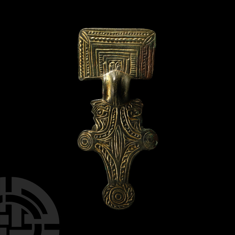 Anglo-Saxon Gilt Bronze Great Square-Headed Brooch
6th century A.D.. Of Hines's...