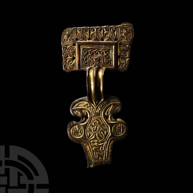 Anglo-Saxon Gilt Bronze Great Square-Headed Brooch
6th century A.D.. Of Hines's...