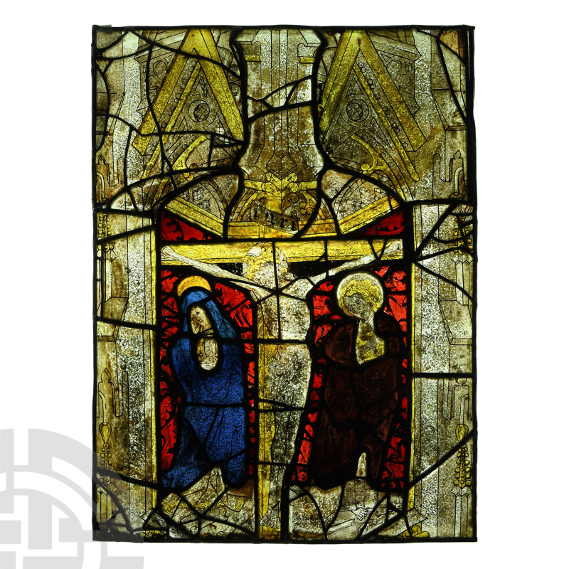 Medieval Stained Glass Panel with the Crucifixion
Germany, Erfurt(?), circa 142...