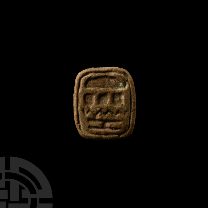 Egyptian Bifacial Steatite Amulet with Tilapia Fish and Hieroglyphs
Late Period...