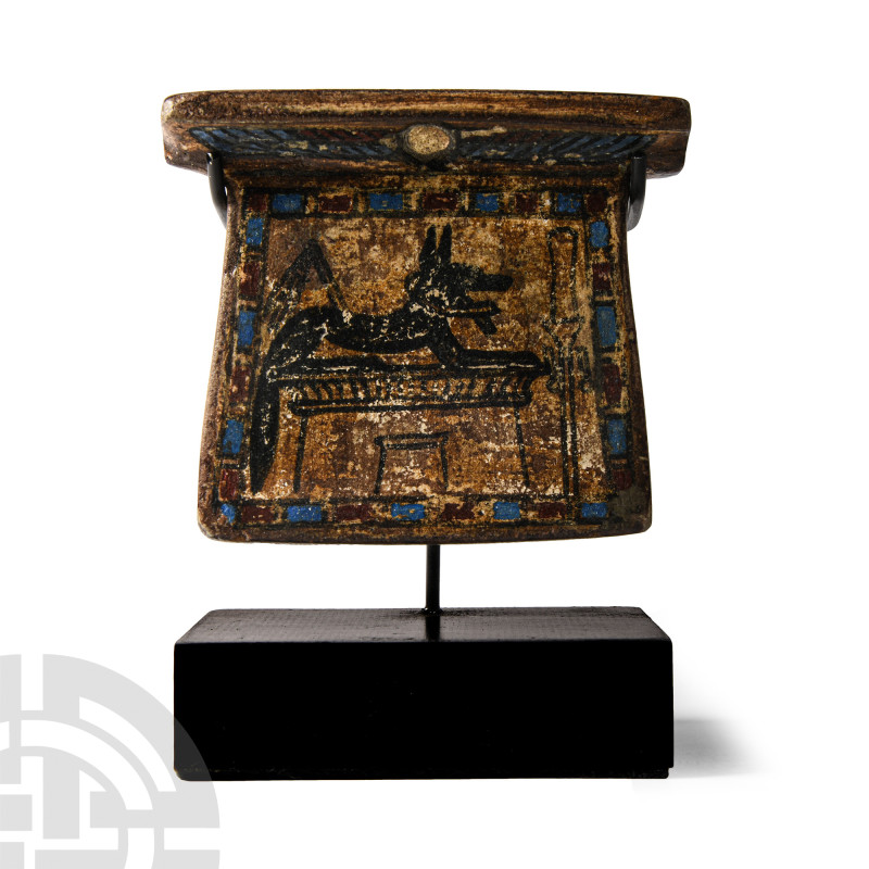 Egyptian Bifacial Faience Pectoral with Anubis
Late New Kingdom, 1290-1070 B.C....