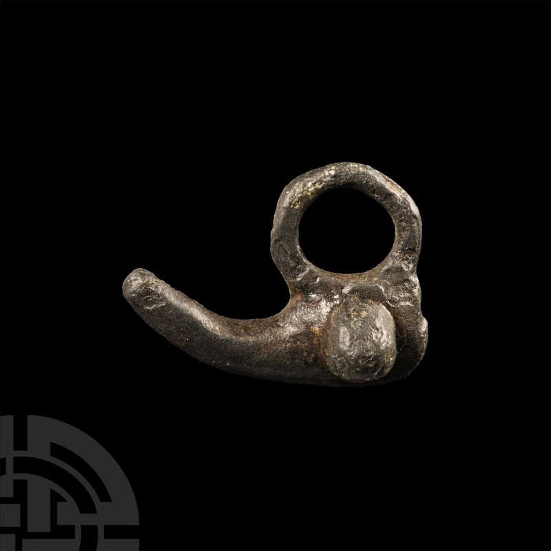 Roman Bronze Phallic Pendant
1st-4th century A.D. Formed as a stylised and erec...