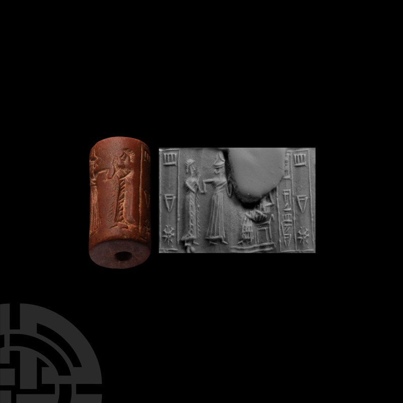 Western Asiatic Red Jasper Cylinder Seal for Shuni-il(DINGIR) Royal Bailiff
2nd...