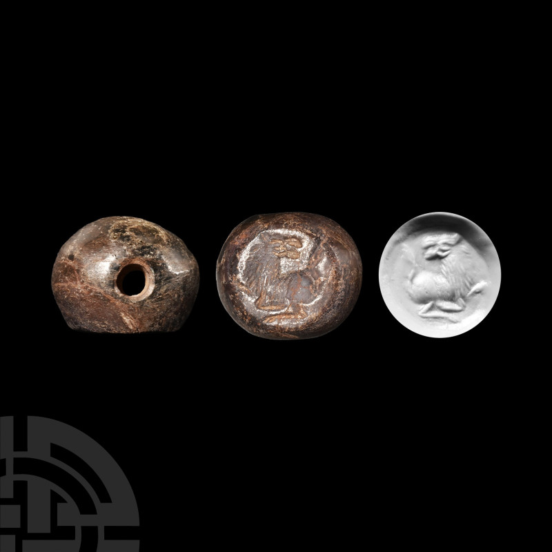 Sassanian Zoomorphic Stone Stamp Seal
3rd-7th century A.D. Plano-convex in form...