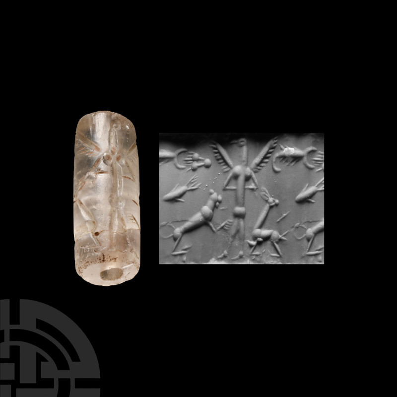 Western Asiatic Rock Crystal Cylinder Seal with Mythical Animals
2nd-1st millen...