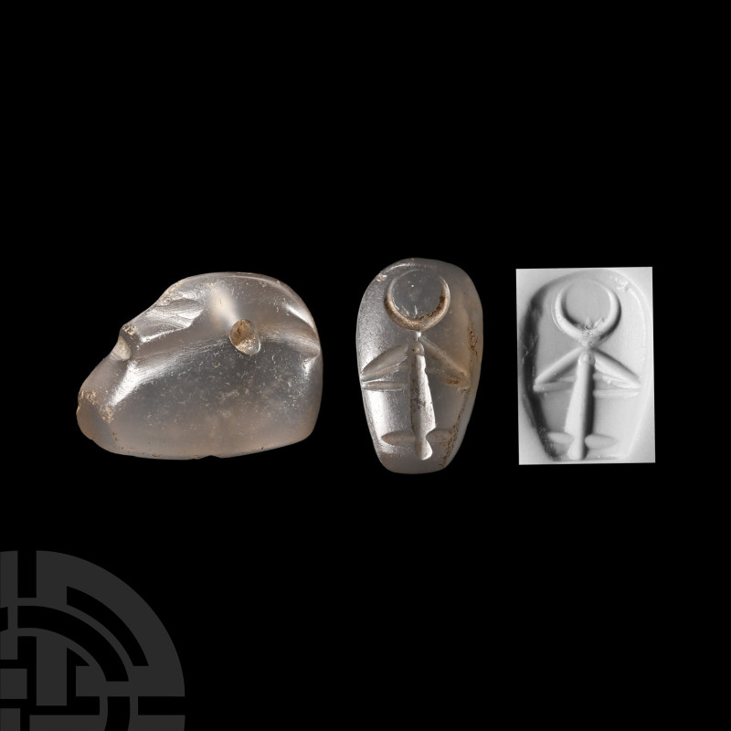 Neo-Babylonian Chalcedony Duck Weight with Engraved Figure
Circa 8th-6th centur...