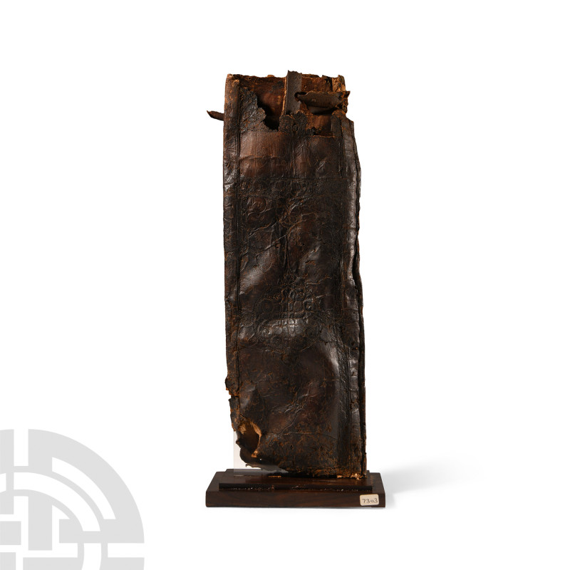 Ilkhanid Decorated Leather Quiver
13th-14th century A.D. Rectangular hide case ...