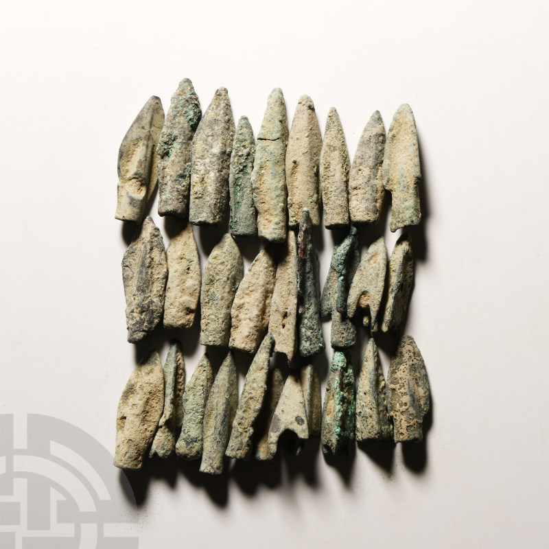 Achaemenid Bronze Arrowhead Group
6th-4th century B.C. Comprising 29 shafted tr...