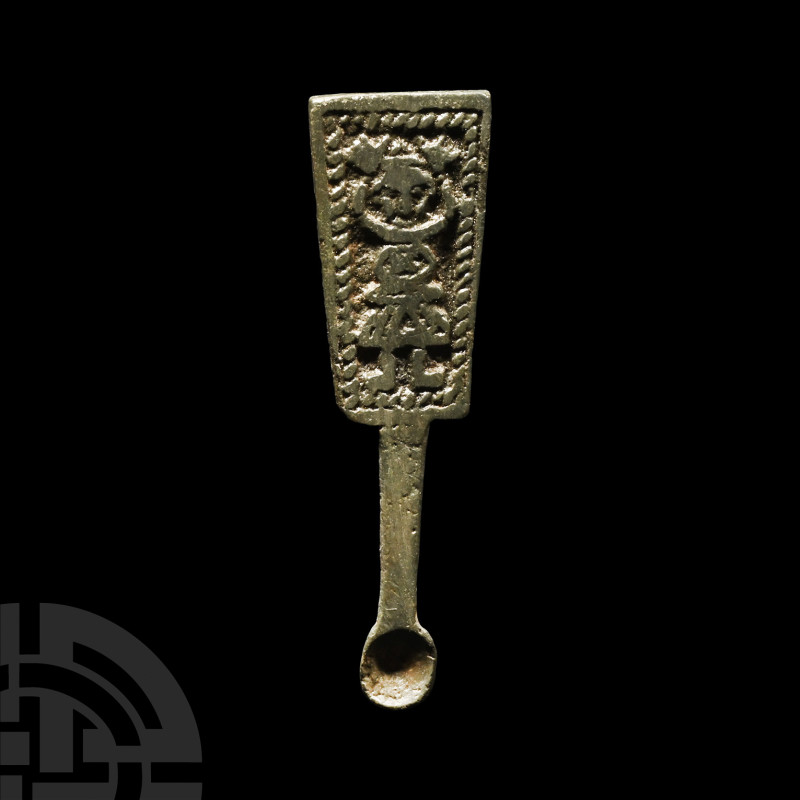 Viking Age Bronze Apothecary Spoon with Bound Loki
Circa 10th-11th century A.D....