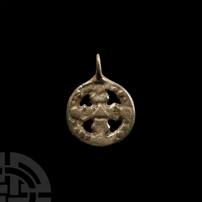 Viking Age Bronze Pendant with Cross
9th-12th century A.D. With reserved cross ...