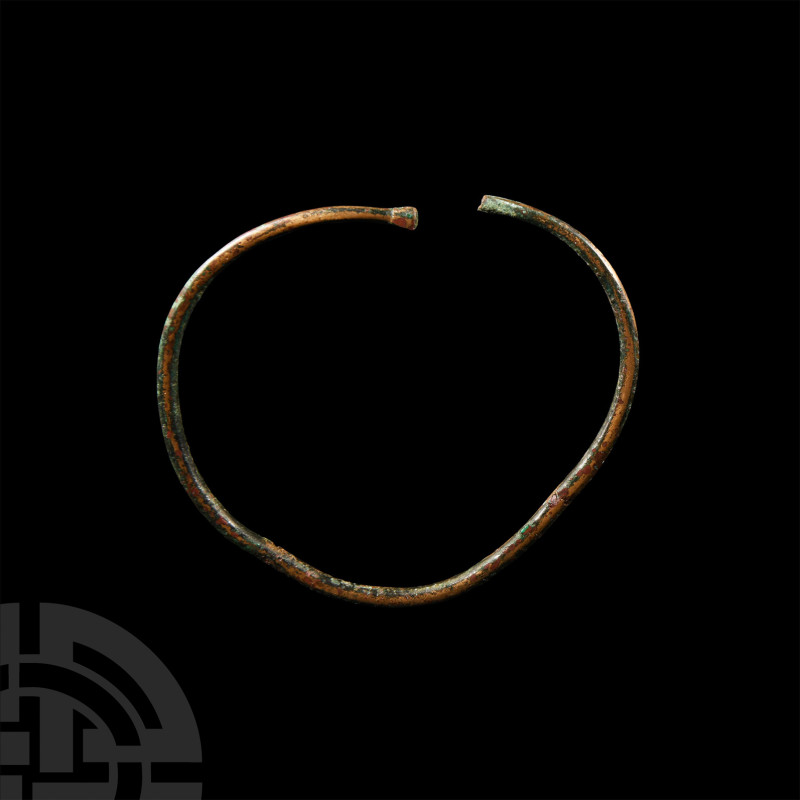 Viking Age Bronze Bracelet
Circa 9th-11th century A.D. Slender-bodied and penan...