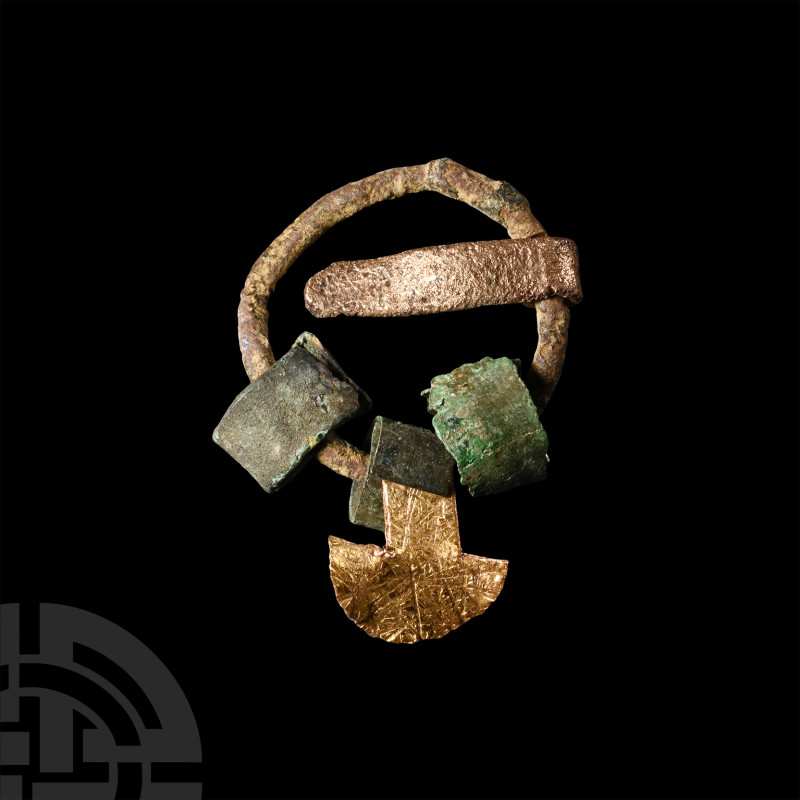 Viking Bronze Ring Brooch with Amulets
9th-11th century A.D. The round-bodied b...