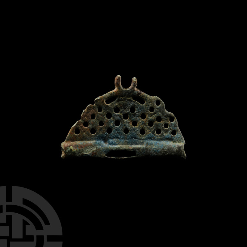 Viking Age Openwork Bronze Pendant
9th-11th century A.D. With tubular bar, semi...