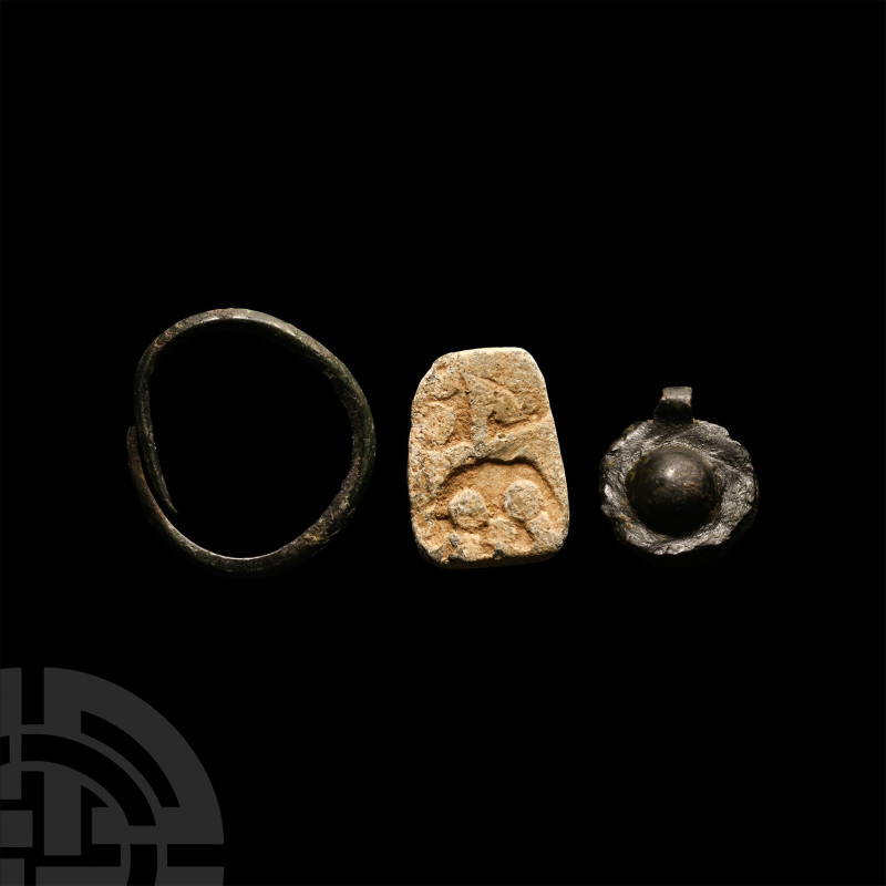 Viking Age Bronze and Lead Artefact Group
9th-11th century A.D. Comprising: a t...