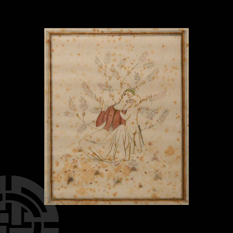 Framed Watercolour Painting
Persia, late 19th-early 20th century A.D. With a mo...