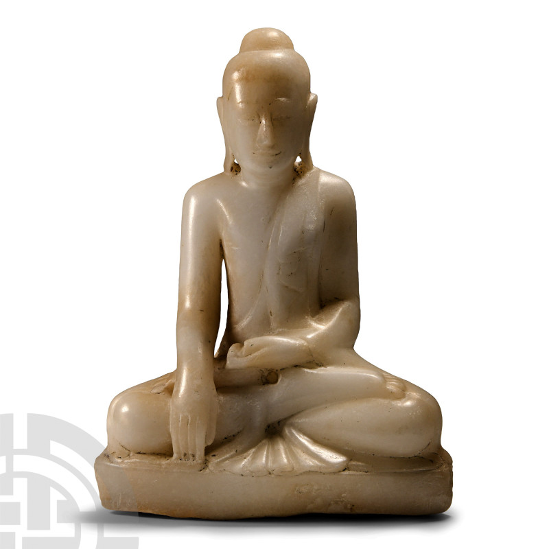 Thai Alabaster Buddha Touching the Earth
16th-17th century A.D. or later. Carve...