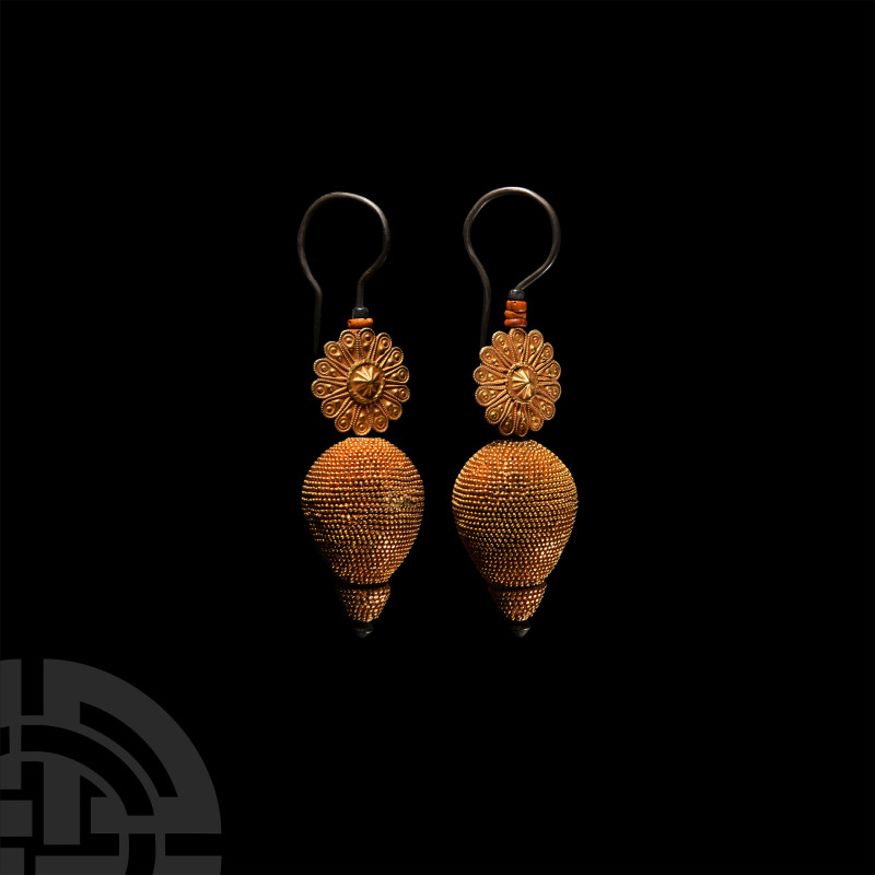 South East Asian Large Gold Repousse Fruit-Shaped Earrings
Circa 17th-18th cent...