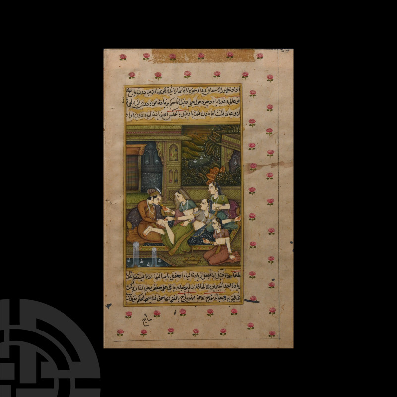 Framed Indian Watercolour Manuscript Leaf
Early 20th century A.D. A manuscript ...