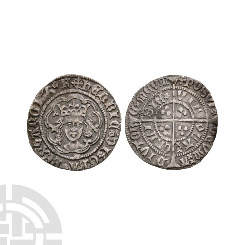 English Medieval Coins - Henry VI - Calais - Rosette Mascle AR Halfgroat
1430-1...