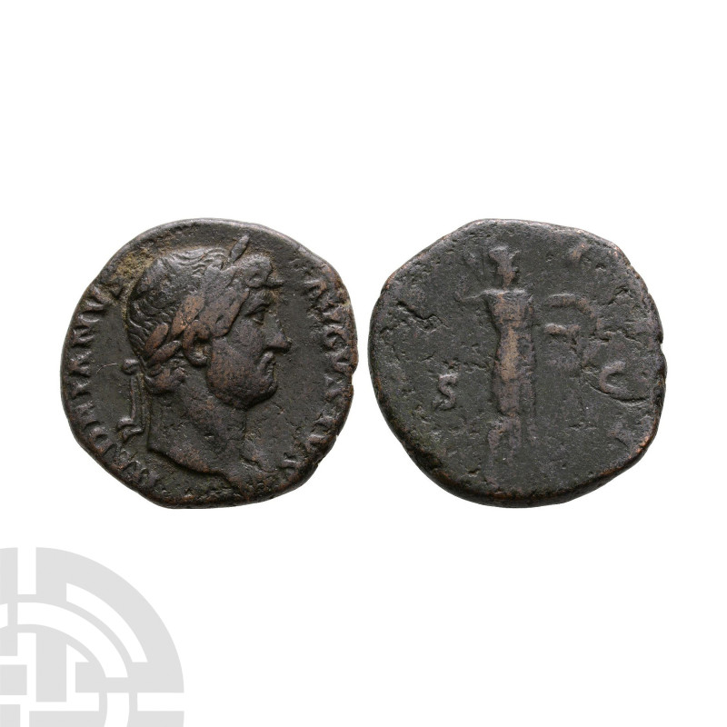 Ancient Roman Imperial Coins - Hadrian - Minerva AE As
126 A.D. Rome mint. Obv:...