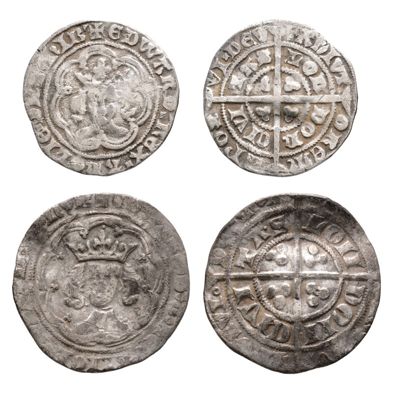 English Medieval Coins - Edward III - AR Groat and Halfgroat Group [2]
1327-137...