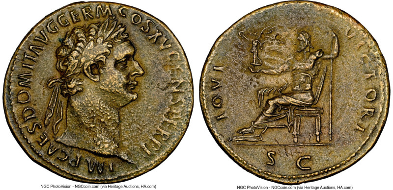 Domitian, as Augustus (AD 81-96). AE sestertius (34mm, 23.42 gm, 6h). NGC XF 4/5...