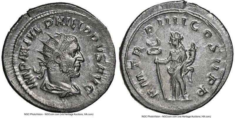 Philip I (AD 244-249). AR antoninianus (23mm, 4.33 gm, 1h). NGC MS 5/5 - 3/5. An...