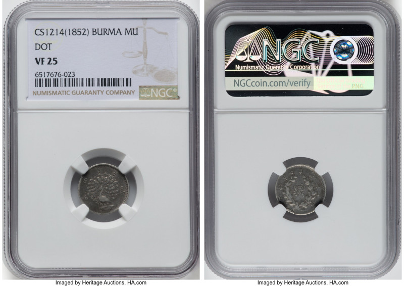 "Peacock" Pair of Certified Assorted Issues NGC, 1) Mu CS 1214 (1852) - VF25, KM...