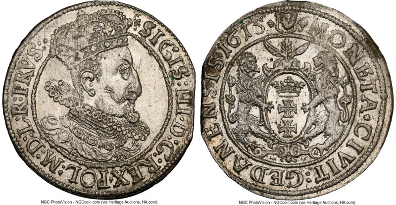 Danzig. Sigismund III Ort (1/4 Taler) 1615-SA MS62 NGC, Danzig mint, KM6, Kopick...