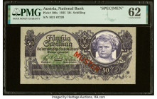 Austria Austrian National Bank 50 Schilling 2.1.1935 Pick 100s Specimen PMG Uncirculated 62. Previously mounted. From The Ibrahim Salem Collection HID...