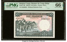 Belgian Congo Banque du Congo Belge 10 Francs 11.11.1948 Pick 14E PMG Gem Uncirculated 66 EPQ. HID09801242017 © 2023 Heritage Auctions | All Rights Re...