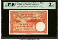 Belgian Congo Banque du Congo Belge 20 Francs 10.12.1942 Pick 15B PMG Choice Very Fine 35 EPQ. HID09801242017 © 2023 Heritage Auctions | All Rights Re...