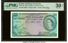 British Caribbean Territories Currency Board 5 Dollars 5.1.1953 Pick 9a PMG Very Fine 30 Net. A minor foreign substance and a tear are noted. HID09801...