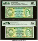 British Honduras Government of British Honduras 1 Dollar 1.4.1964; 1.1.1973 Pick 28b; 28c Two Examples PMG Choice Uncirculated 64 EPQ; Gem Uncirculate...