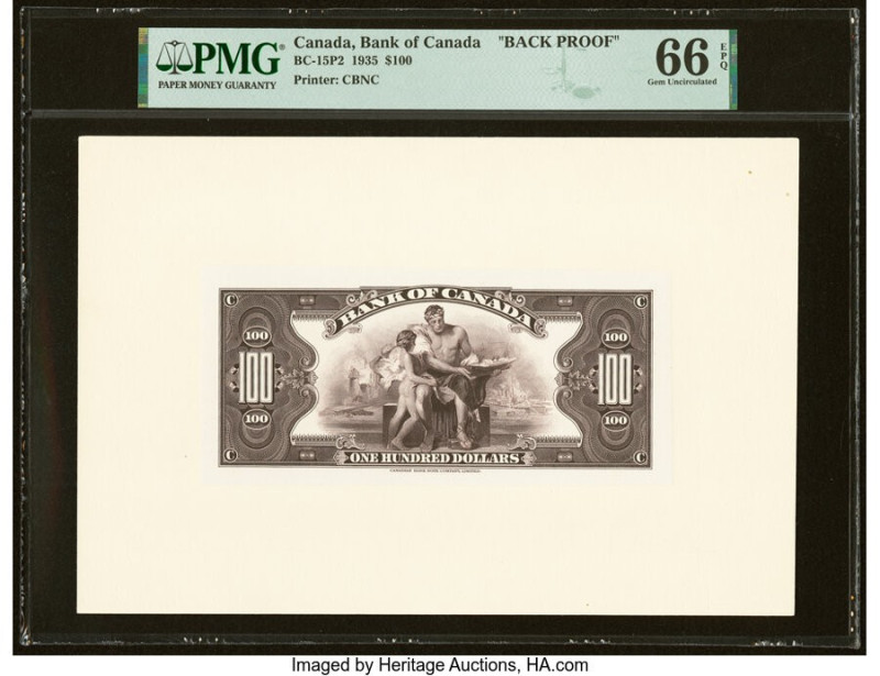 Canada Bank of Canada $100 1935 BC-15P2 Back Proof PMG Gem Uncirculated 66 EPQ. ...