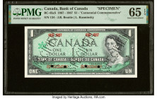 Canada Bank of Canada $1 1867-1967 BC-45aS Commemorative Specimen PMG Gem Uncirculated 65 EPQ. Specimen perforations and POCs noted. From The Ibrahim ...