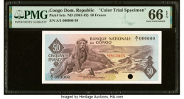 Congo Democratic Republic Banque Nationale du Congo 50 Francs ND (1961-62) Pick 5cts Color Trial Specimen PMG Gem Uncirculated 66 EPQ. One POC. From T...
